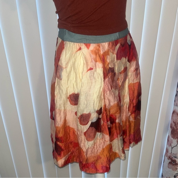 LOFT Linen Multicolor Abstract Floral Flowy Skirt - Picture 5 of 12